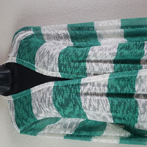 Tees2urdoors | Women's Stripe Open Front Open Weave Cardigan Sz 4X - Picture 2 of 8